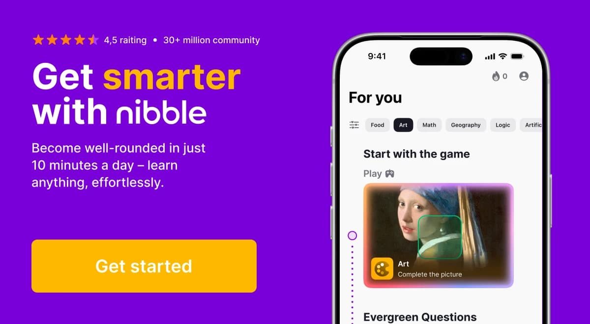 Nibble app mock up with the raiting and description