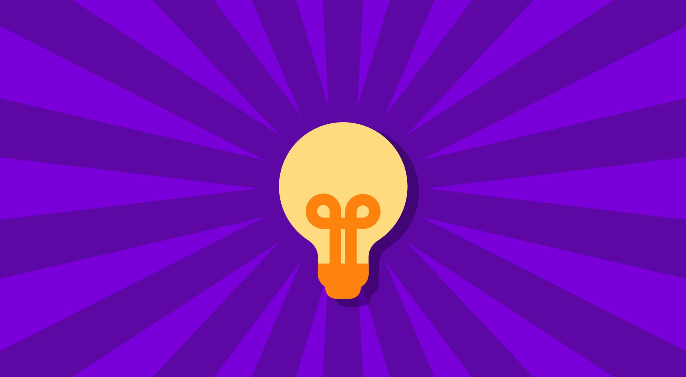 Bright yellow lightbulb illustration centered on a deep purple sunburst background, symbolizing general knowledge and learning ideas